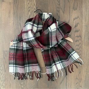 Vintage Marshall Field's Lambswool Macduff Plaid Tartan Scarf in Cream 78"l